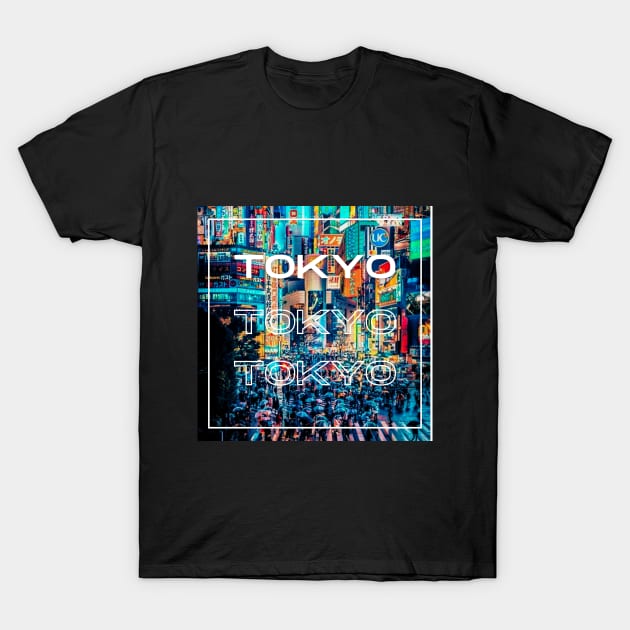 Tokyo city - neon night T-Shirt by WallStreet Arts